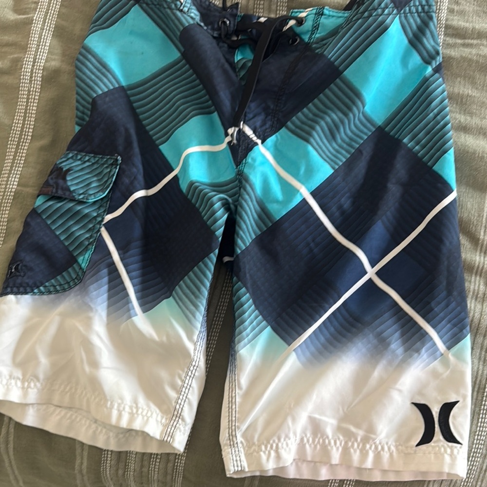 Hurley Blue and White Board Shorts